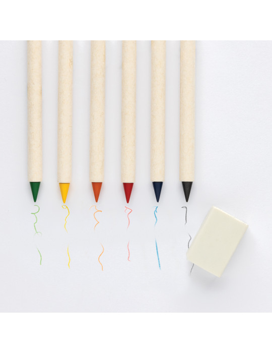 Set publicitaire Micki 6 crayons couleur et carnet GRS