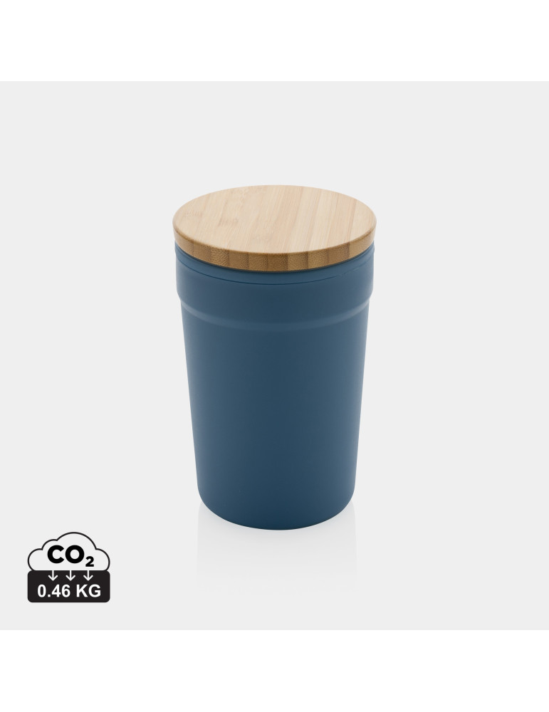 Mug PP recyclé GRS 300 ml à couvercle bambou personnalisable