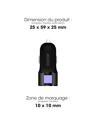Chargeur voiture TABO double USB 2,4 A personnalisable – noir 2