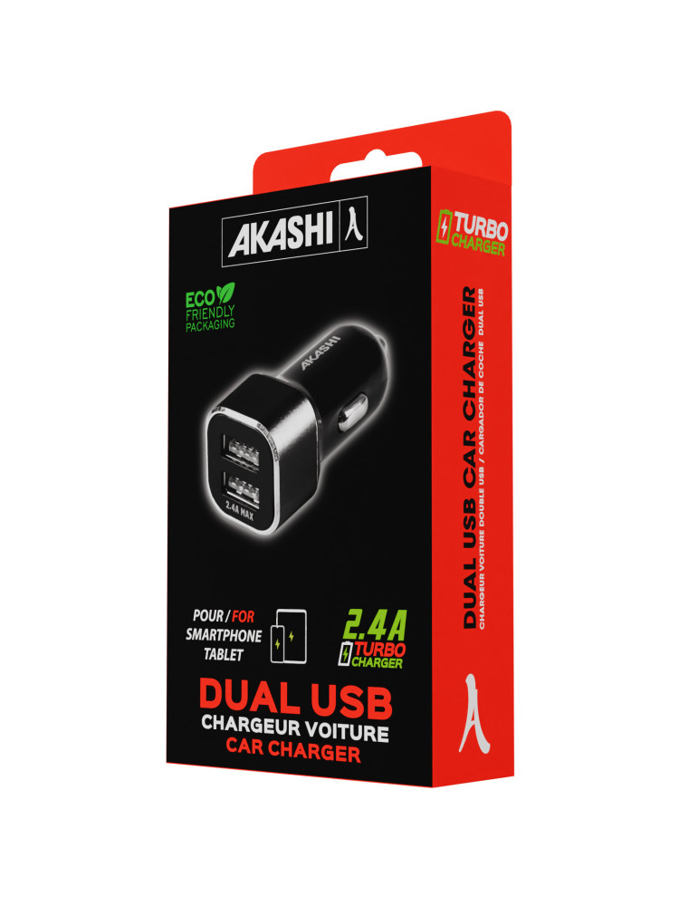 Chargeur voiture TABO double USB 2,4 A personnalisable – noir