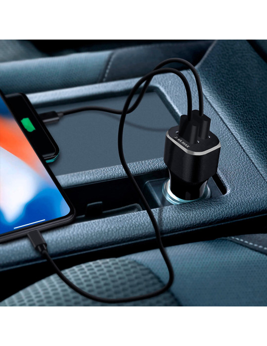 Chargeur voiture TABO double USB 2,4 A personnalisable – noir