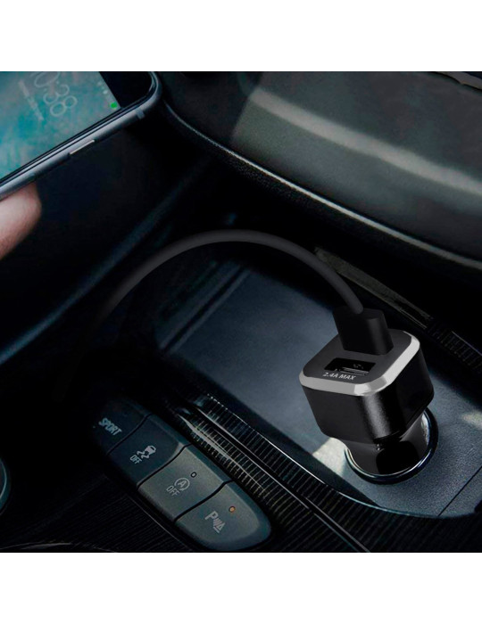 Chargeur voiture TABO double USB 2,4 A personnalisable – noir