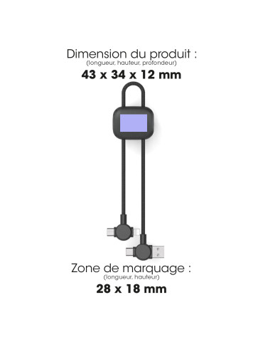 Câble 4 en 1 60 W personnalisé, court 18 cm 2