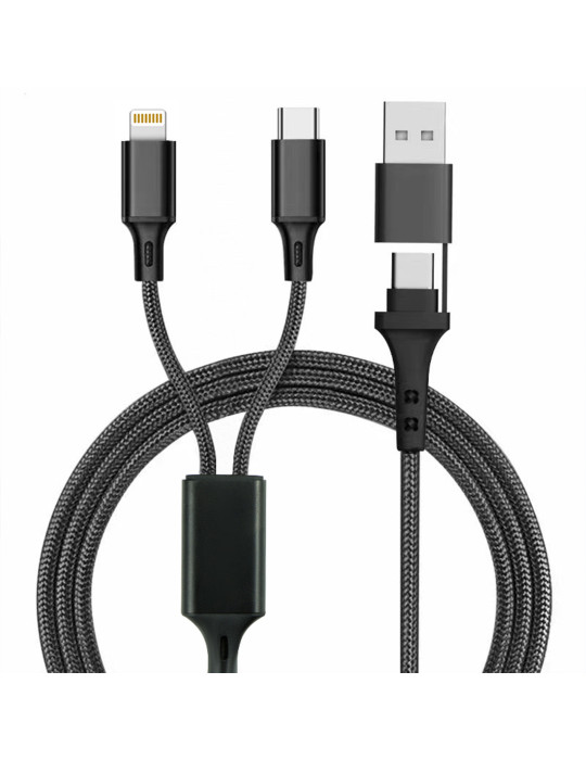 Câble Renkei 4 en 1 20 W personnalisable – noir