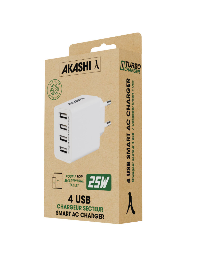 Chargeur secteur 4 ports USB 25 W personnalisable