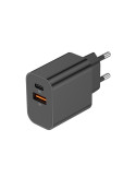 Chargeur secteur USB-C 15 W et USB-A personnalisable – noir