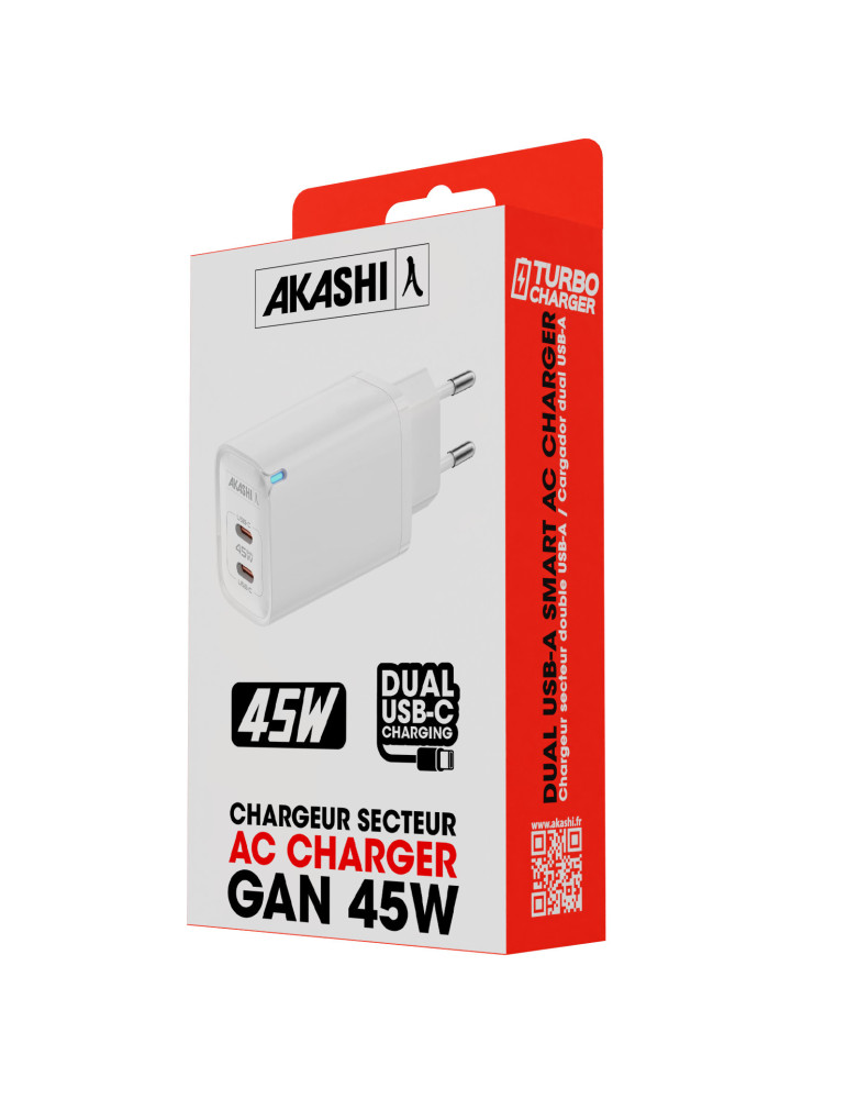Chargeur secteur GaN 45 W USB-C Tsuki personnalisable