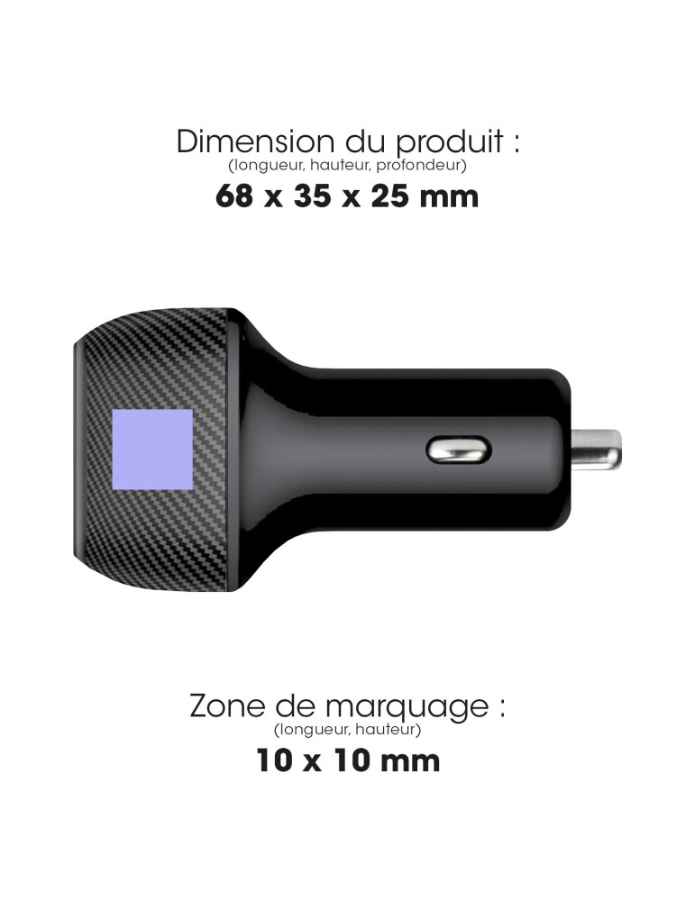 Chargeur allume-cigare Keku 20 W USB-C personnalisé