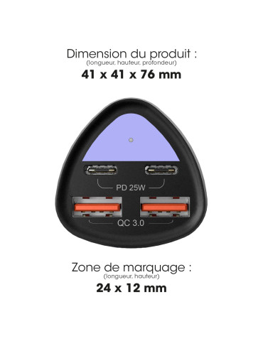 Chargeur allume-cigare Kuruma 50 W, 4 ports personnalisé 2