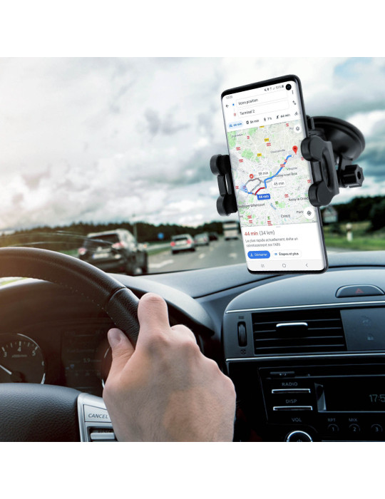 Support voiture 3 en 1 orientable pour smartphone
