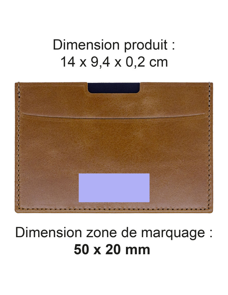 Porte-carte grise en cuir marron foncé avec embossage