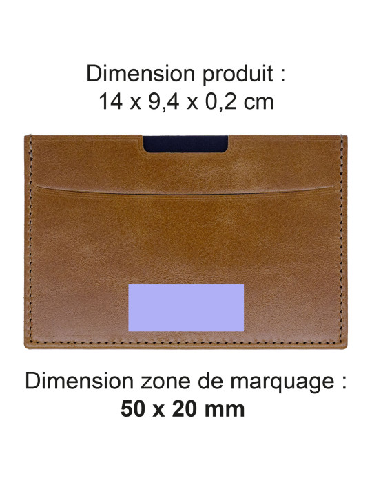 Porte-carte grise en cuir marron foncé avec embossage