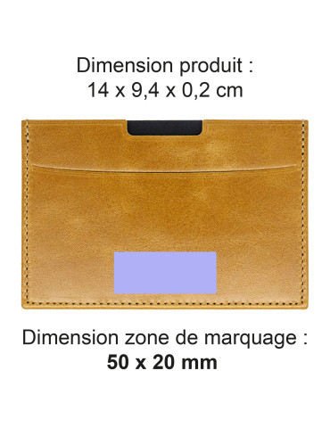 Porte-carte grise en cuir marron clair avec embossage 2