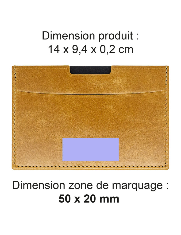 Porte-carte grise en cuir marron clair avec embossage