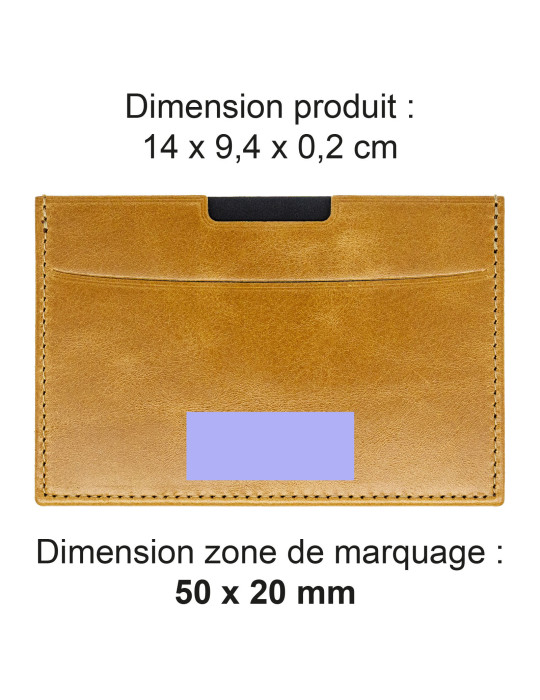 Porte-carte grise en cuir marron clair avec embossage