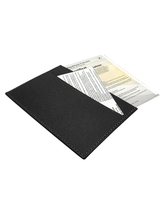 Porte-carte grise en simili-cuir noir grainé