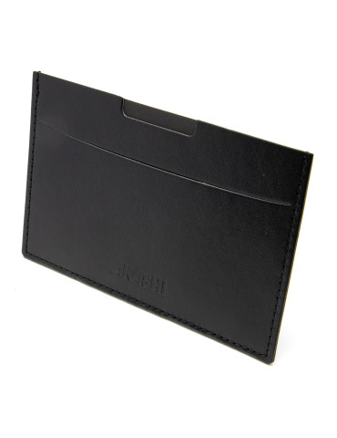 Porte-carte grise noir en simili-cuir avec embossage