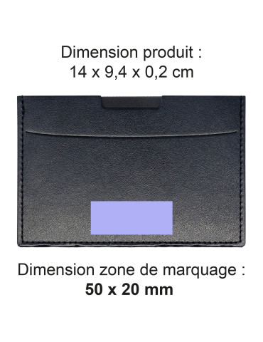 Porte-carte grise noir en simili-cuir avec embossage 2