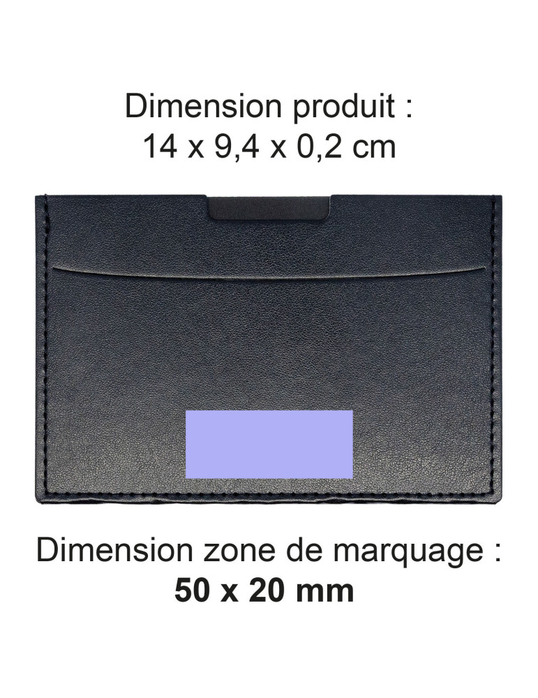 Porte-carte grise noir en simili-cuir avec embossage