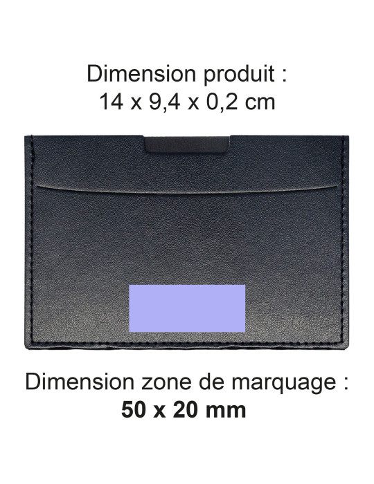 Porte-carte grise noir en simili-cuir avec embossage