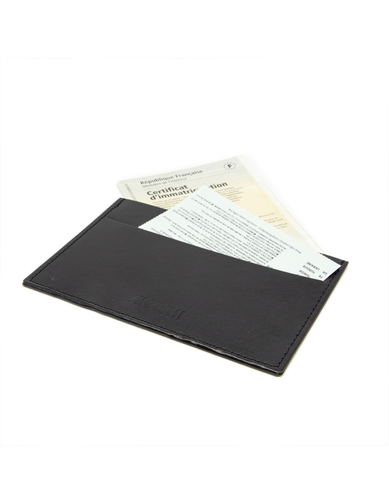 Porte-carte grise noir en simili-cuir avec embossage