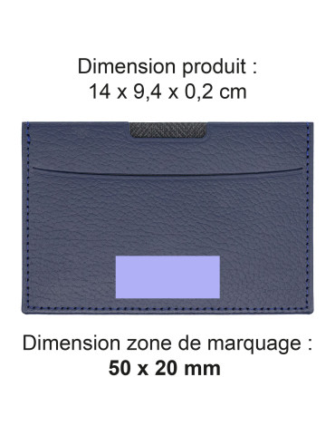 Porte-carte grise bleu marine en cuir recyclé 2