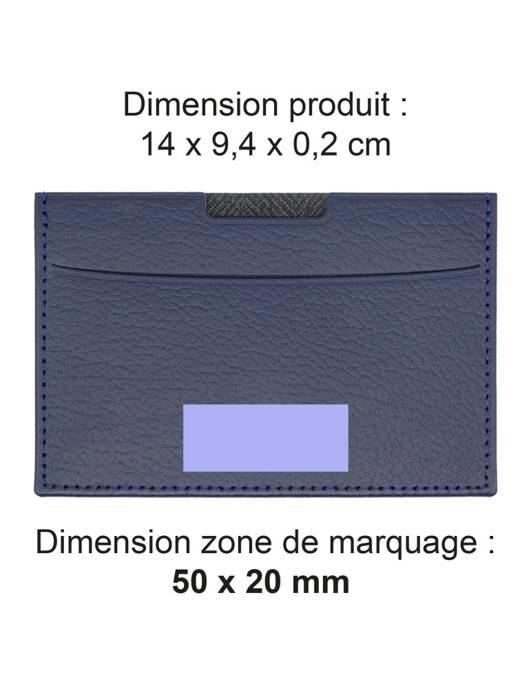Porte-carte grise bleu marine en cuir recyclé
