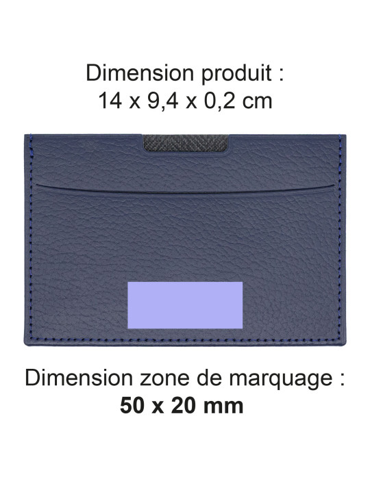 Porte-carte grise bleu marine en cuir recyclé