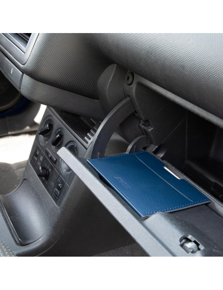Porte-carte grise bleu marine en cuir recyclé