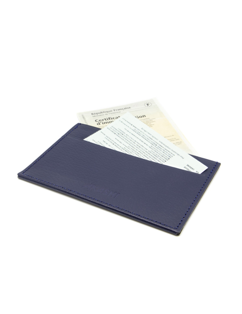Porte-carte grise bleu marine en cuir recyclé