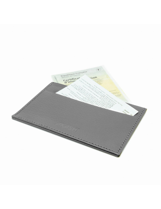 Porte-carte grise gris en cuir recyclé personnalisé