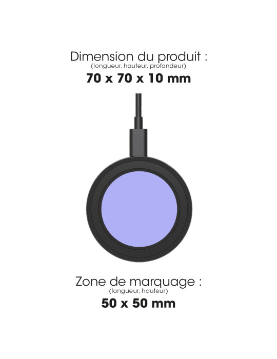 Chargeur sans fil Risai 10 W à induction personnalisé – noir