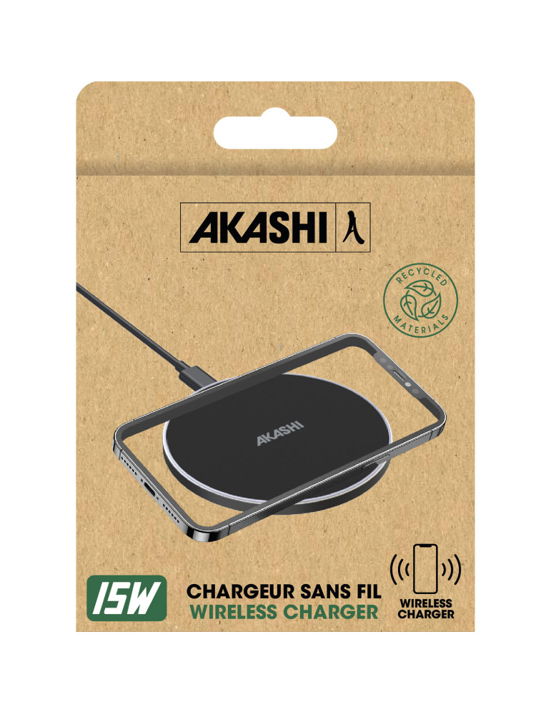Chargeur sans fil Sekku 15 W à charge rapide – noir