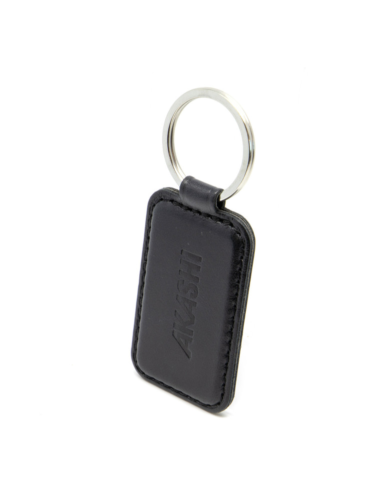 Porte-clés noir en cuir véritable avec embossage