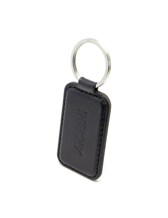 Porte-clés noir en cuir véritable avec embossage