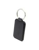 Porte-clés noir en cuir véritable avec embossage