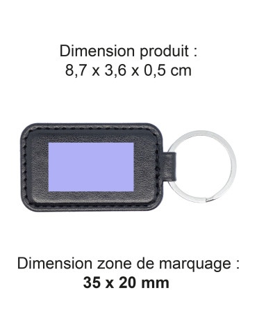Porte-clés noir en cuir véritable avec embossage 2