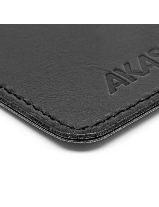 Porte-clés noir en cuir véritable avec embossage