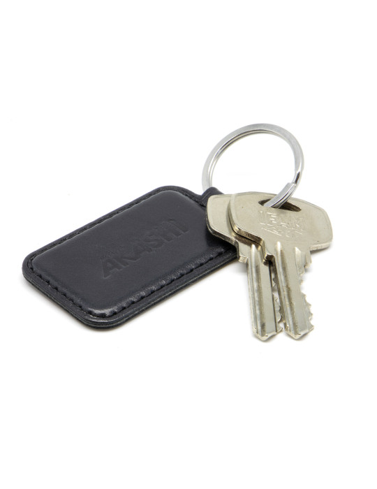 Porte-clés noir en cuir véritable avec embossage