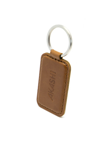 Porte-clés marron foncé en cuir véritable personnalisé