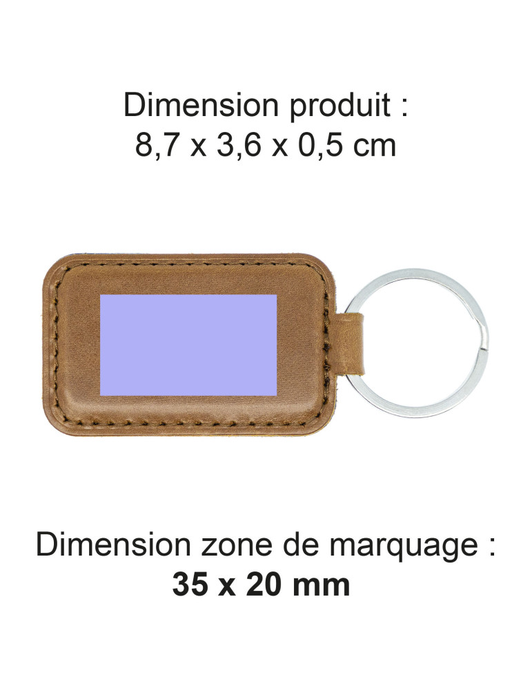 Porte-clés marron foncé en cuir véritable personnalisé