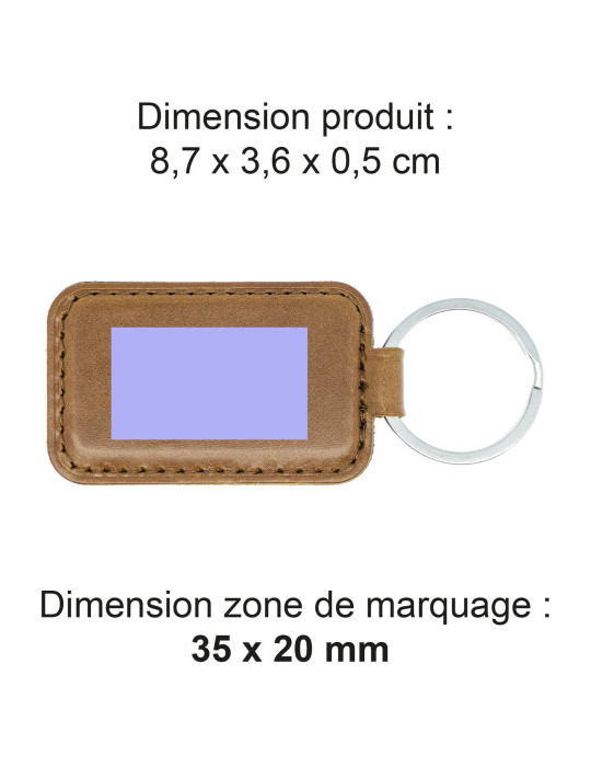 Porte-clés marron foncé en cuir véritable personnalisé