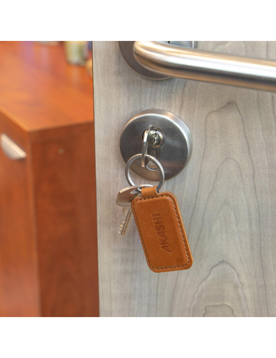 Porte-clés marron foncé en cuir véritable personnalisé