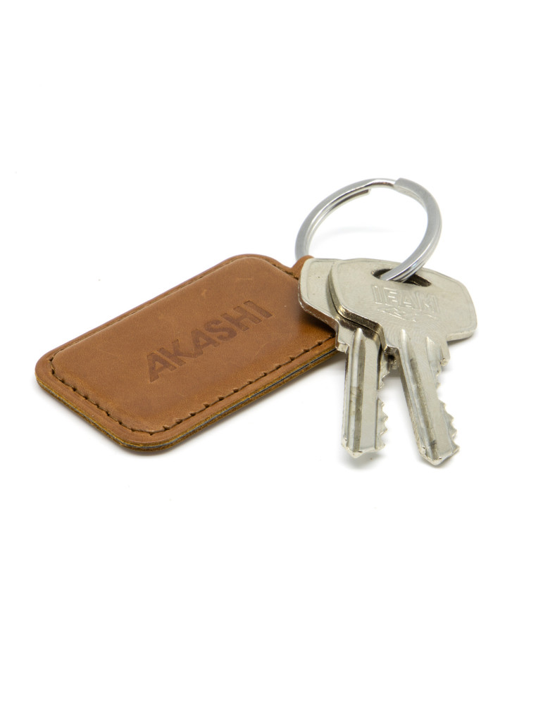 Porte-clés marron foncé en cuir véritable personnalisé