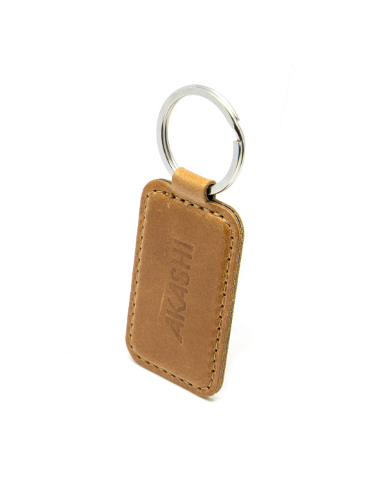 Porte-clé personnalisé en cuir véritable marron clair