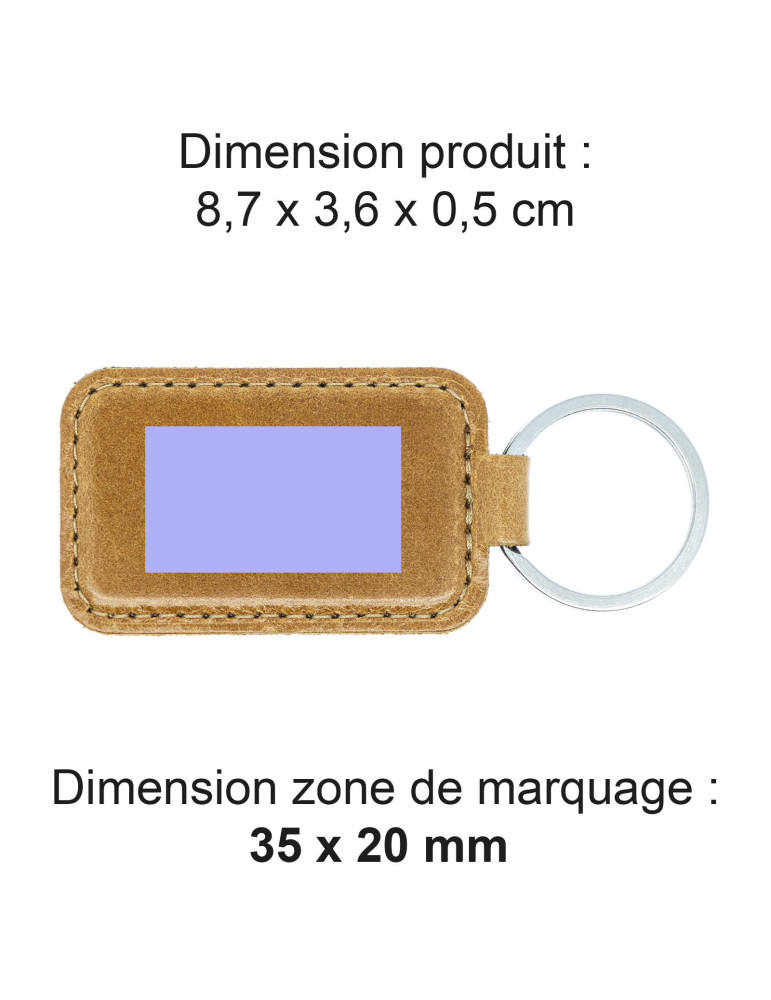 Porte-clé personnalisé en cuir véritable marron clair