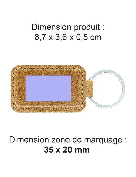 Porte-clé personnalisé en cuir véritable marron clair