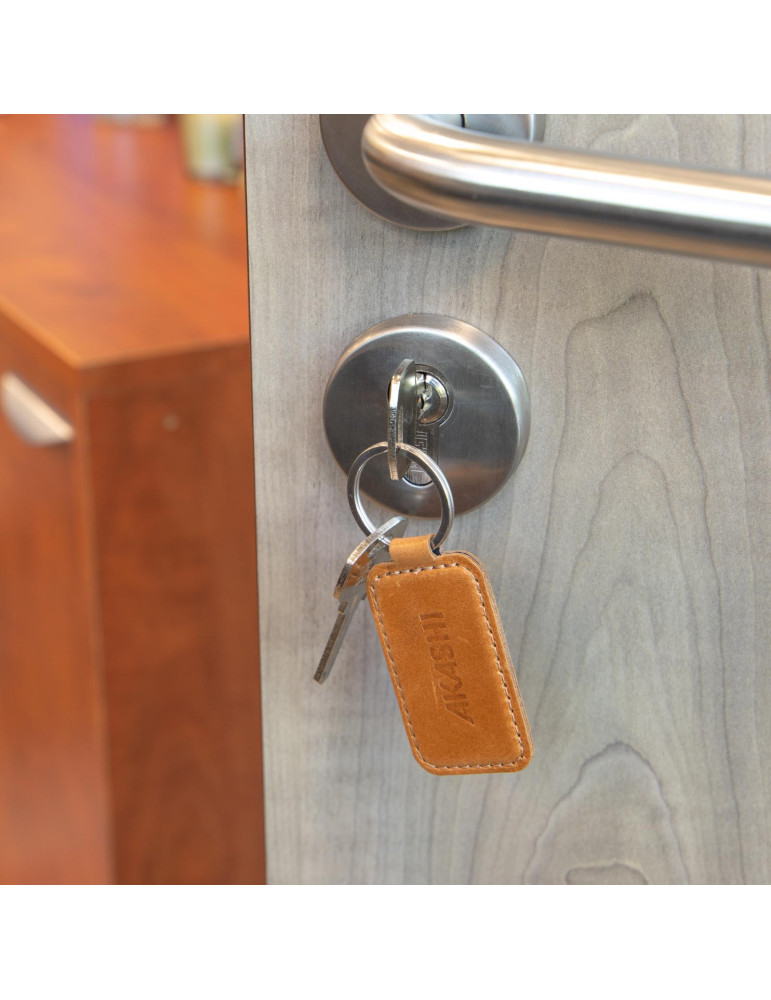 Porte-clé personnalisé en cuir véritable marron clair