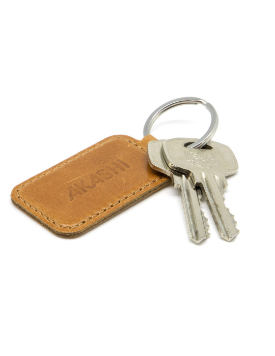 Porte-clé personnalisé en cuir véritable marron clair