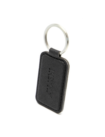 Porte-clé en simili-cuir grainé noir personnalisé
